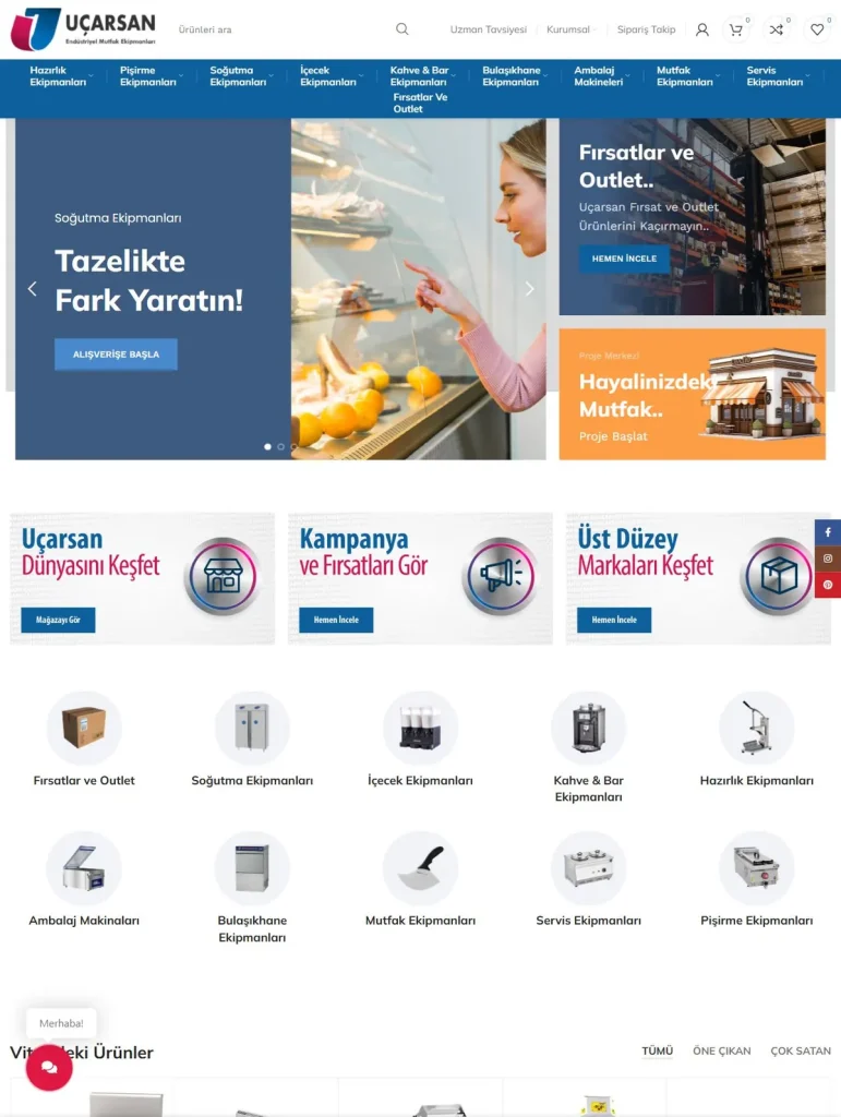 Uçarsan Mutfak E-Ticaret Web Sitesi tasarım detayı