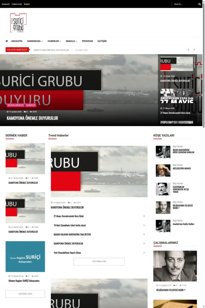 Suriçi Grubu Derneği Web Sitesi tasarım detayı