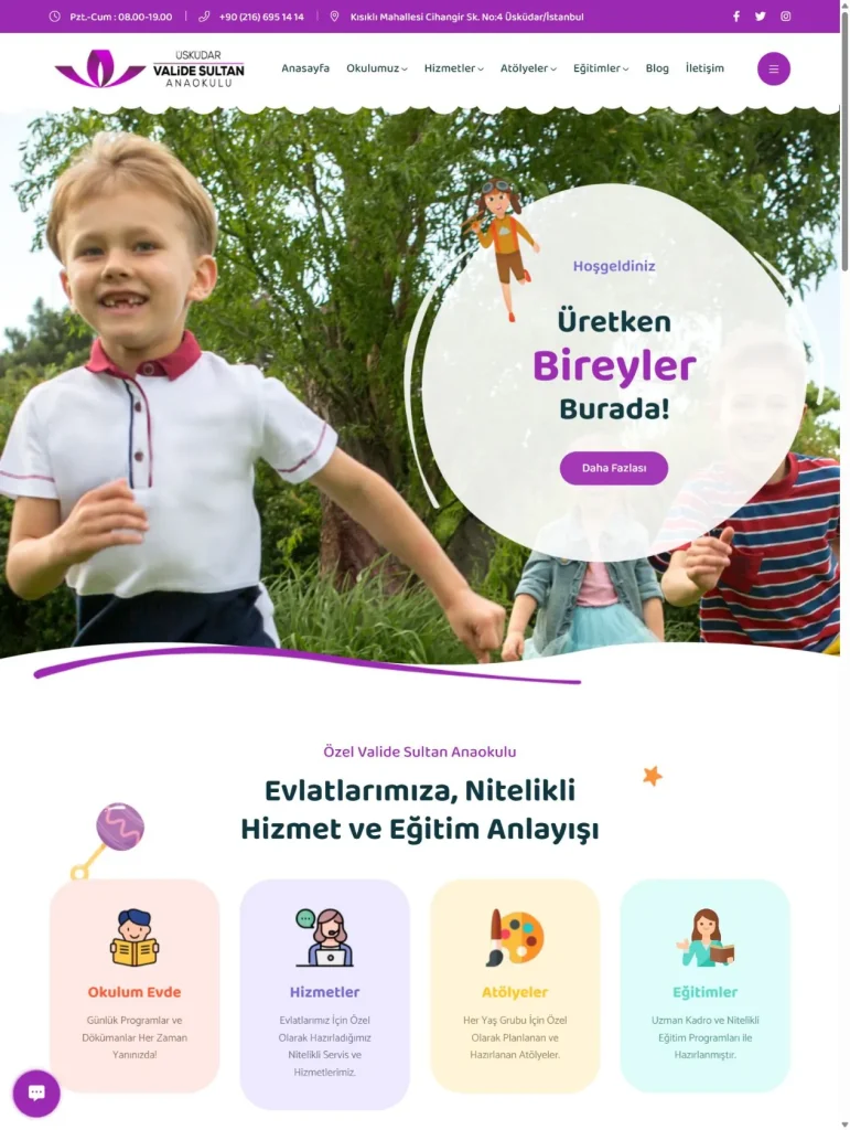 Valide Sultan Anaokulu Web Tasarım tasarım detayı
