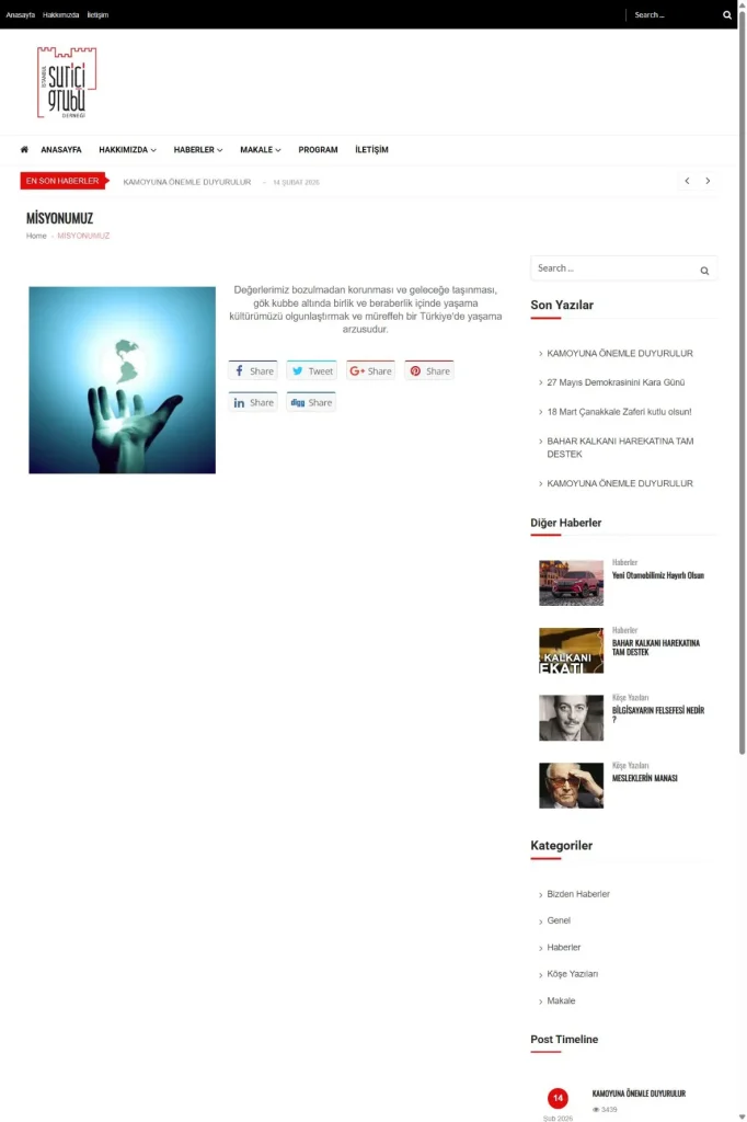Suriçi Grubu Derneği Web Sitesi tasarım detayı