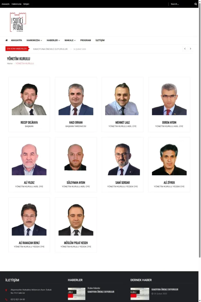 Suriçi Grubu Derneği Web Sitesi tasarım detayı