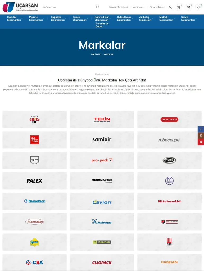 Uçarsan Mutfak E-Ticaret Web Sitesi tasarım detayı