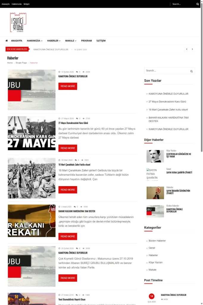 Suriçi Grubu Derneği Web Sitesi tasarım detayı