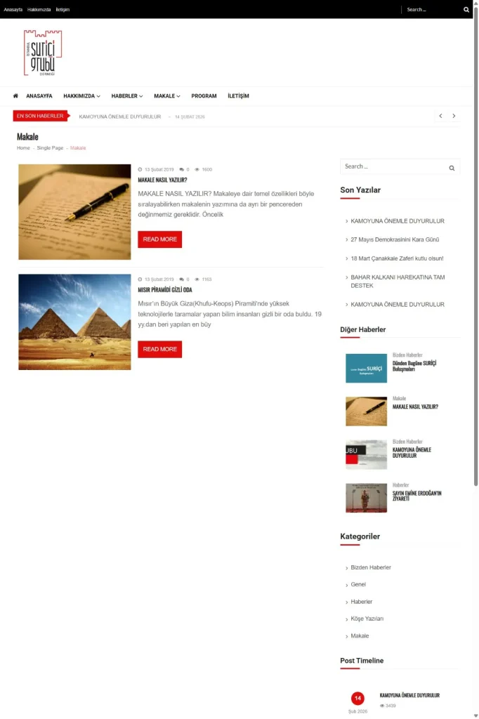 Suriçi Grubu Derneği Web Sitesi tasarım detayı