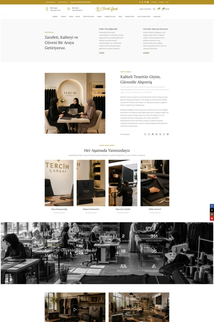 Tercih Çarşaf Web Sitesi ve E-Ticaret Altyapısı tasarım detayı