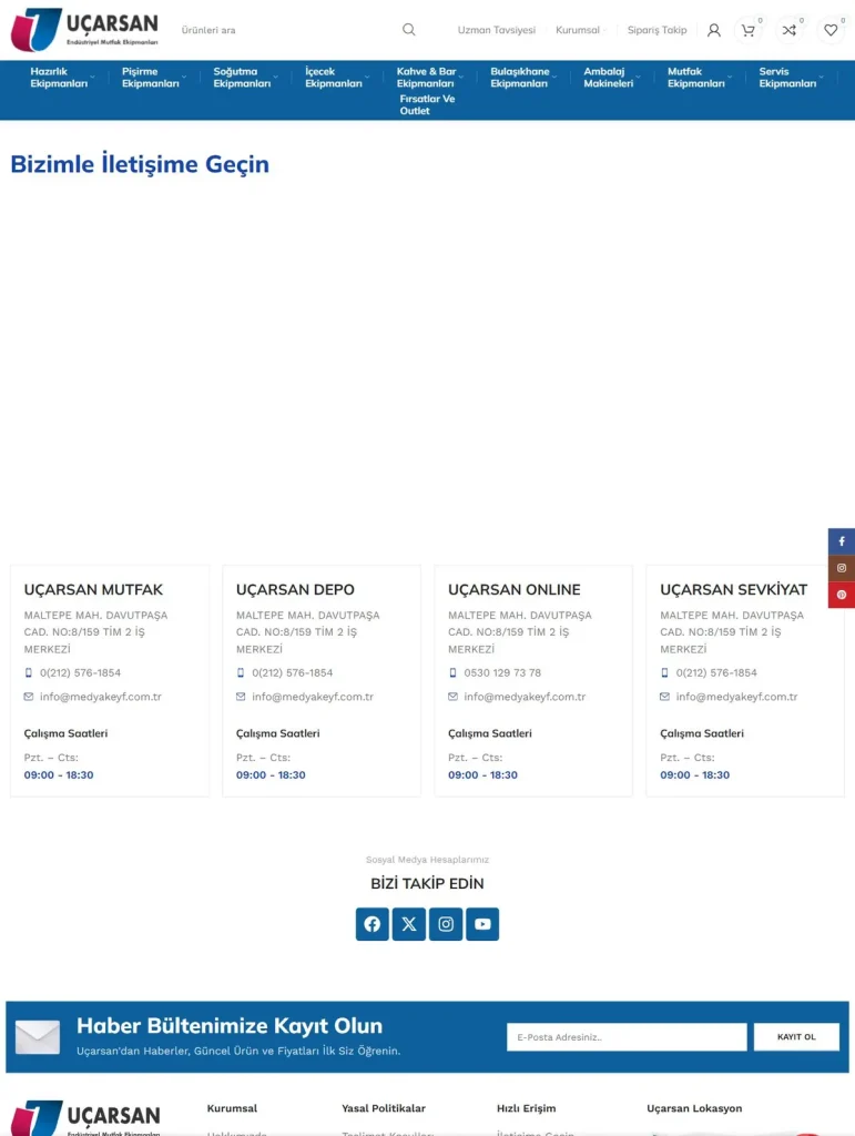 Uçarsan Mutfak E-Ticaret Web Sitesi tasarım detayı