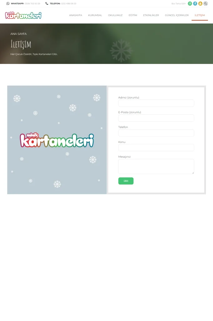 Minik Kartaneleri Anaokulu Web Sitesi tasarım detayı