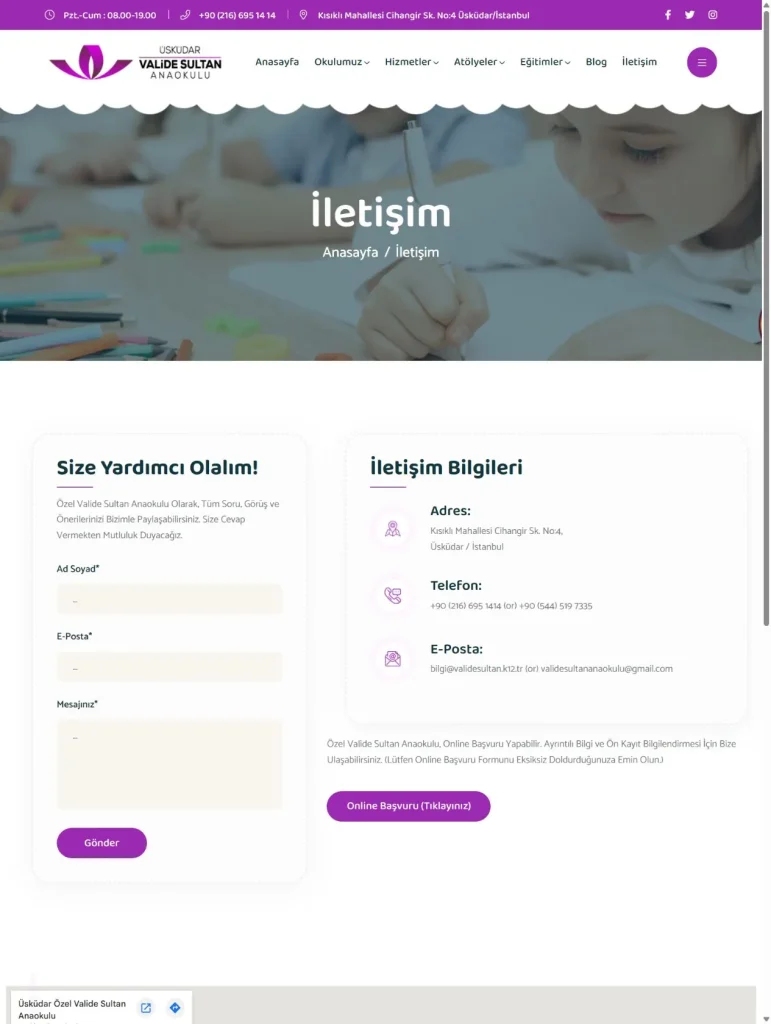 Valide Sultan Anaokulu Web Tasarım tasarım detayı