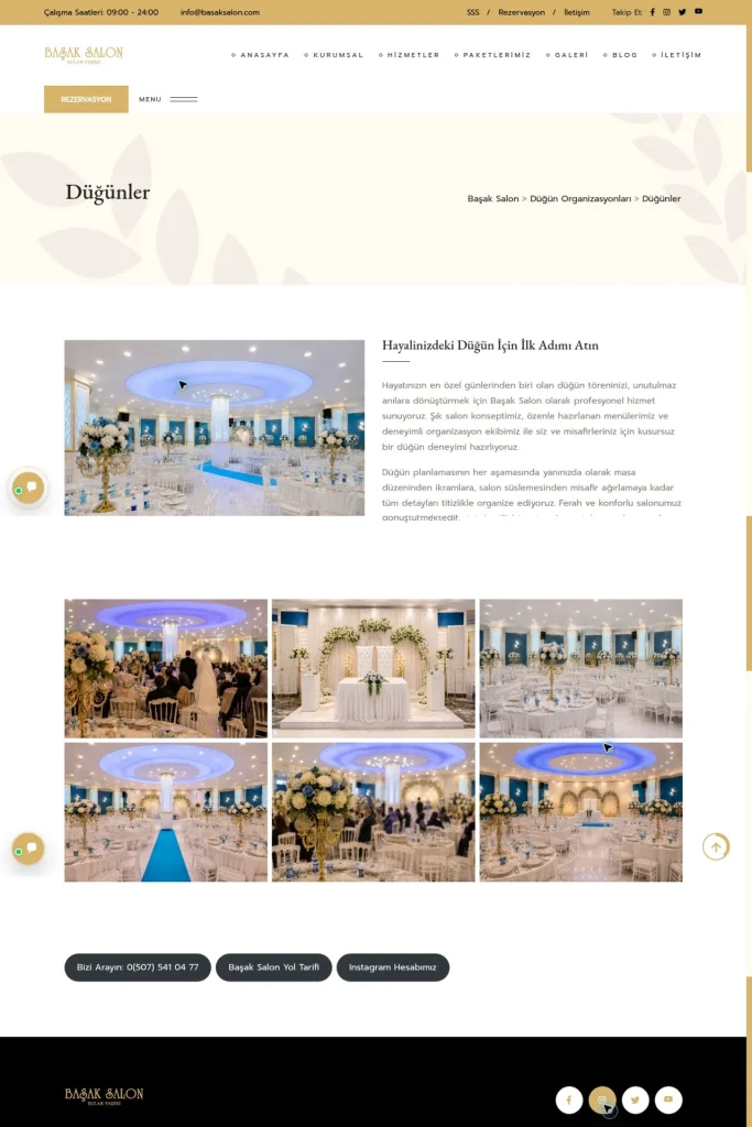 Başak Salon Web Sitesi ve Rezervasyon Sayfaları tasarım detayı