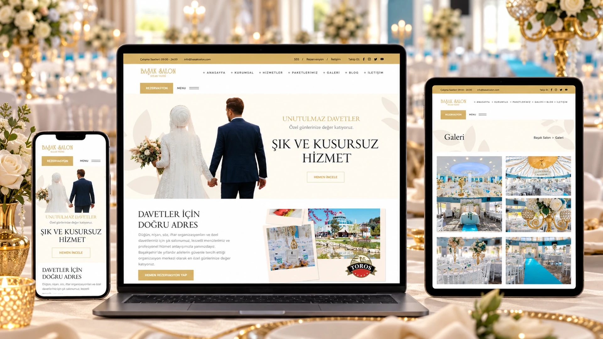 Başak Salon web tasarım projesi cihaz mockupı