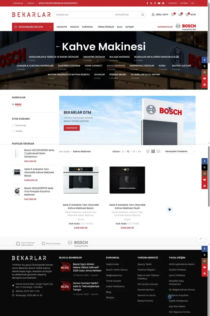 Bekarlar Bosch E-Ticaret Web Sitesi tasarım detayı