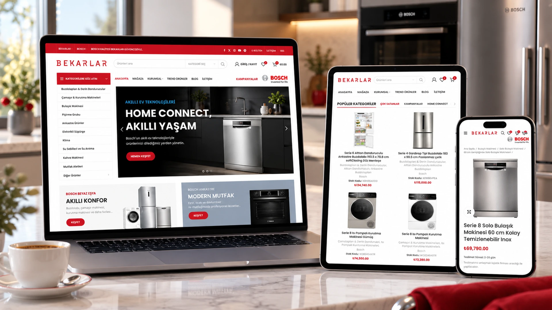 Bekarlar Bosch web tasarım projesi cihaz mockupı