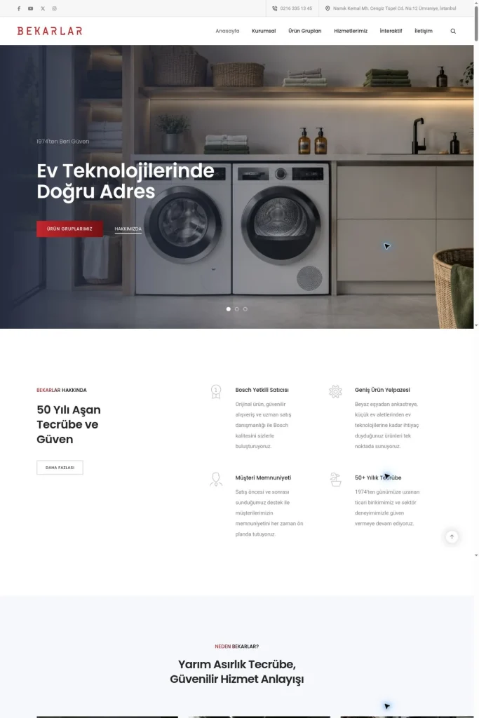 Bekarlar DTM Kurumsal Web Sitesi tasarım detayı