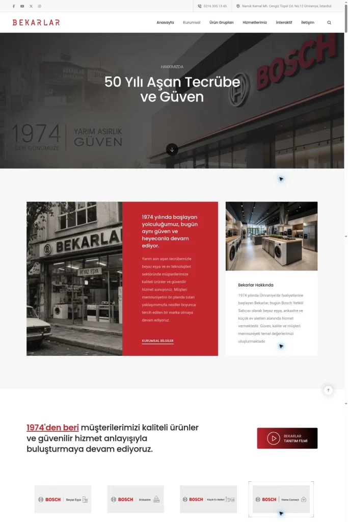 Bekarlar DTM Kurumsal Web Sitesi tasarım detayı
