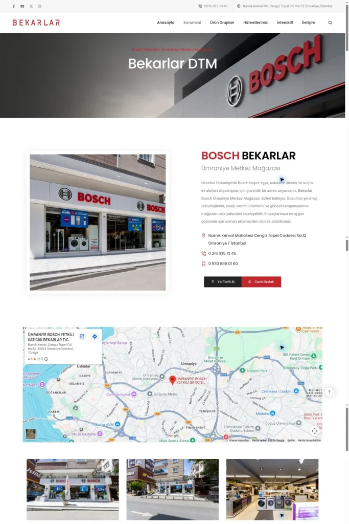 Bekarlar DTM Kurumsal Web Sitesi tasarım detayı