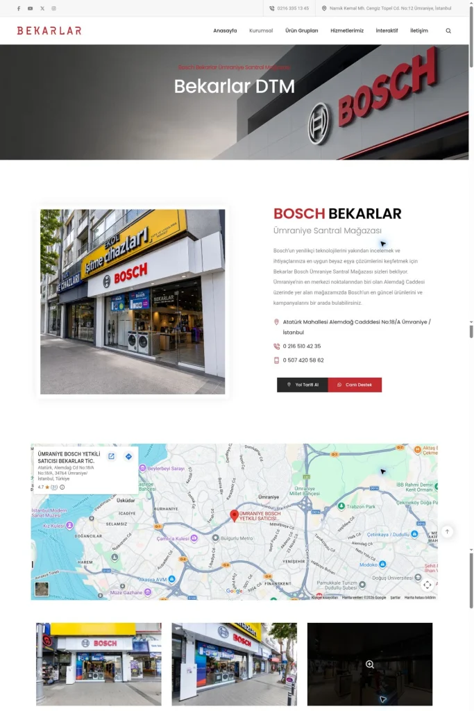 Bekarlar DTM Kurumsal Web Sitesi tasarım detayı