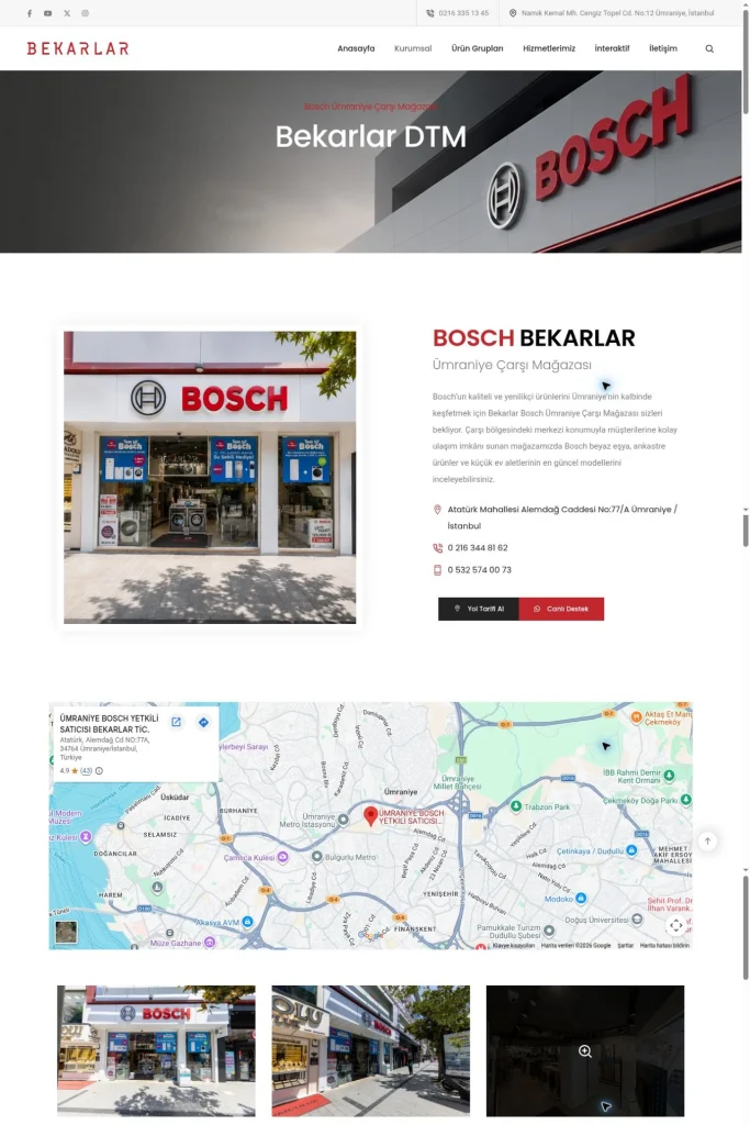 Bekarlar DTM Kurumsal Web Sitesi tasarım detayı