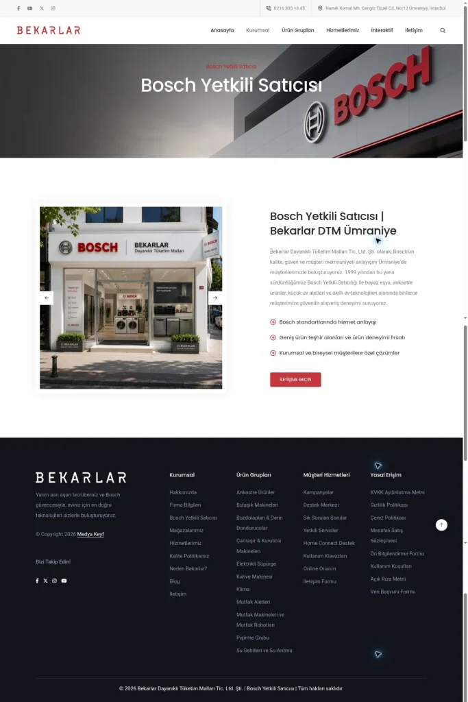 Bekarlar DTM Kurumsal Web Sitesi tasarım detayı
