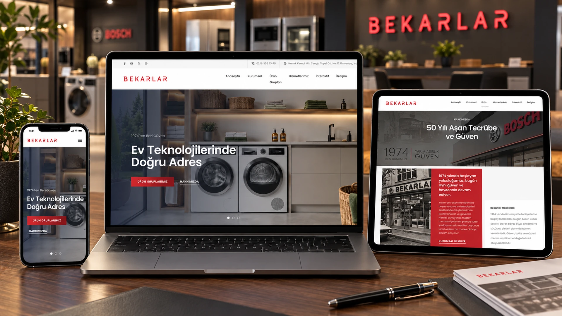 Bekarlar DTM web tasarım projesi cihaz mockupı
