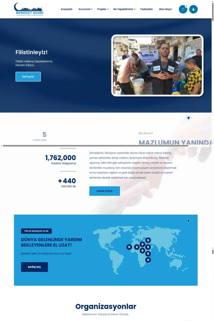 Bereket Şehri Derneği Web Sitesi tasarım detayı