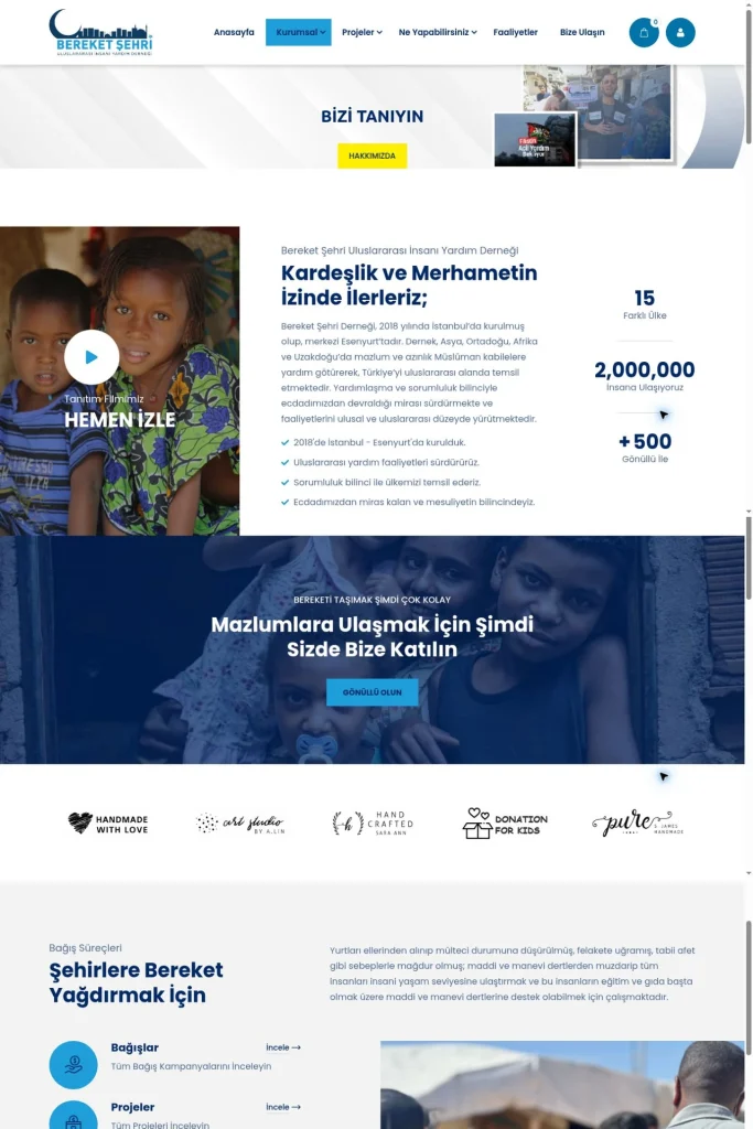 Bereket Şehri Derneği Web Sitesi tasarım detayı