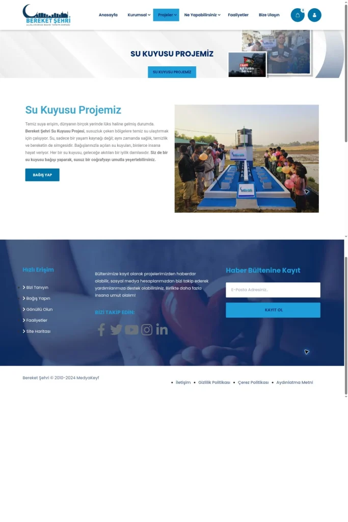Bereket Şehri Derneği Web Sitesi tasarım detayı