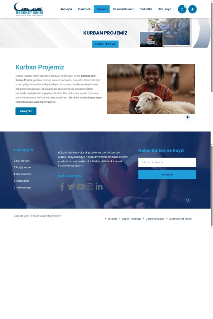 Bereket Şehri Derneği Web Sitesi tasarım detayı