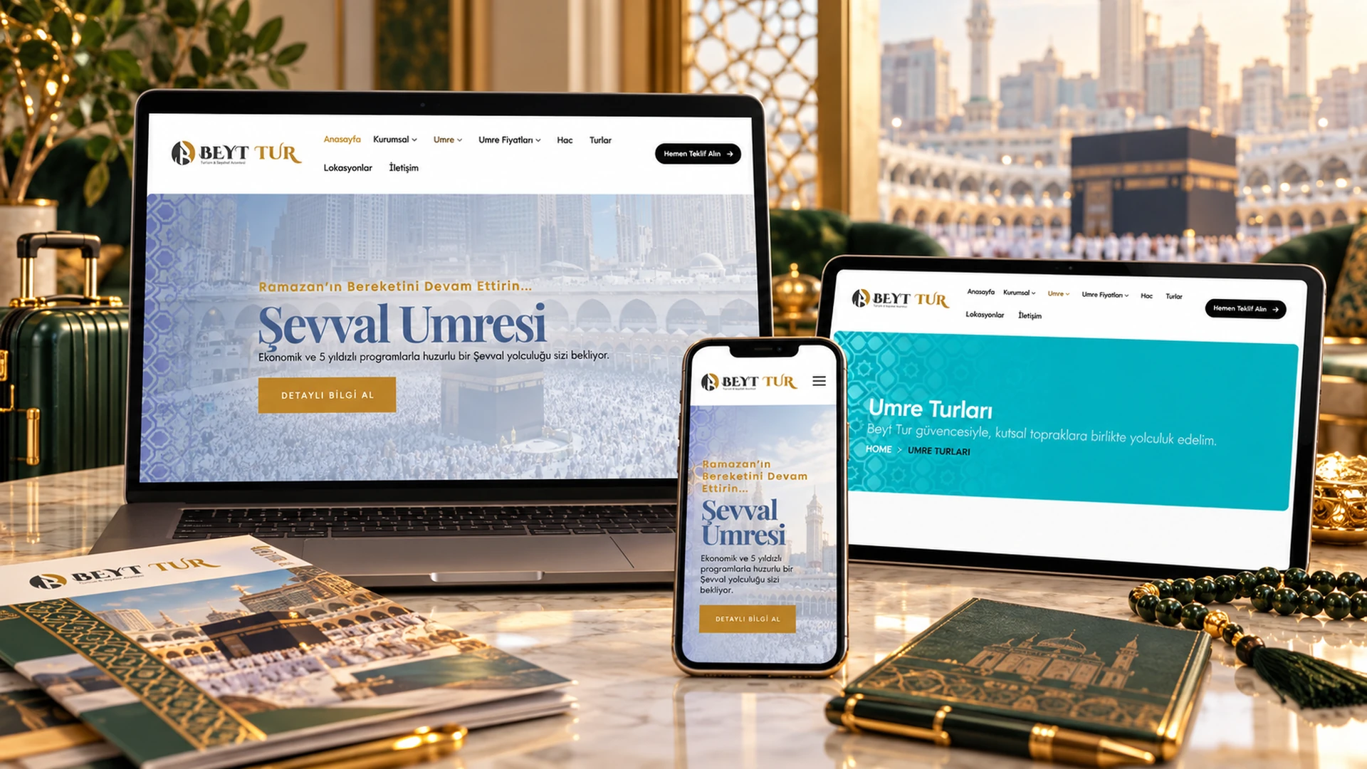 Beyt Tur web sitesi masaüstü tablet ve telefon görünümü