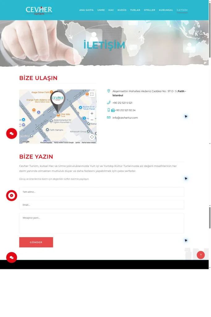 Cevher Turizm Web Sitesi, SEO Çalışması tasarım detayı