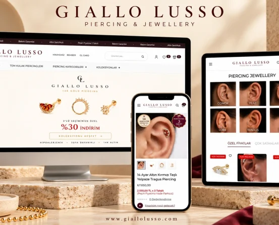 Giallo Lusso e-ticaret sitesinin bilgisayar, tablet ve telefon üzerinde sunumu