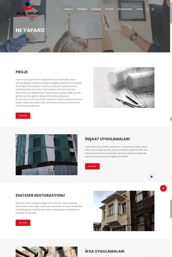 Hilal Grup Kurumsal Web Sitesi tasarım detayı