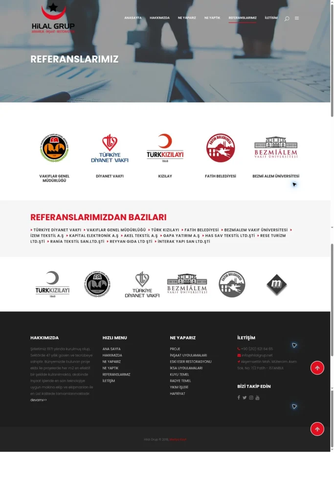Hilal Grup Kurumsal Web Sitesi tasarım detayı