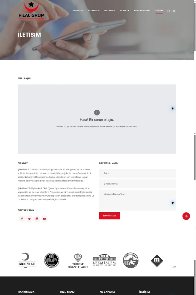 Hilal Grup Kurumsal Web Sitesi tasarım detayı