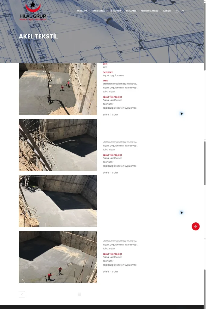 Hilal Grup Kurumsal Web Sitesi tasarım detayı