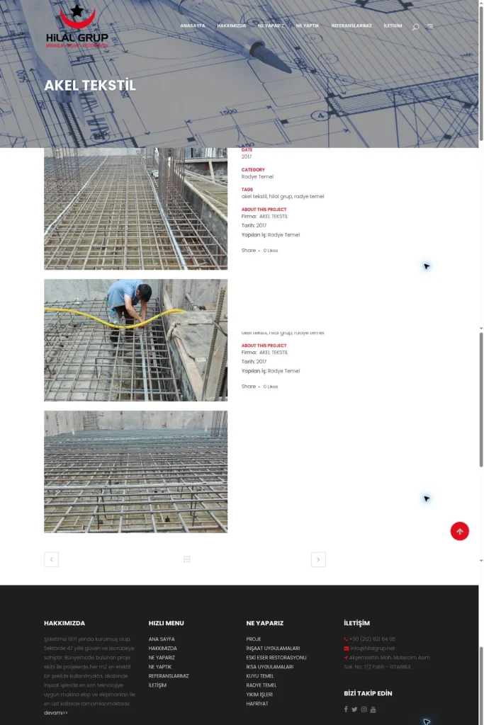 Hilal Grup Kurumsal Web Sitesi tasarım detayı