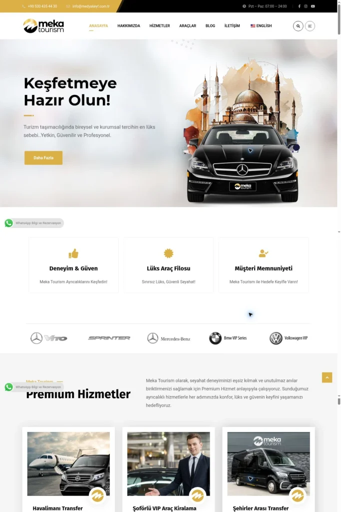 Meka Tourism Web Sitesi tasarım detayı