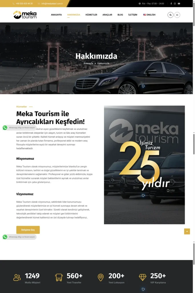 Meka Tourism Web Sitesi tasarım detayı