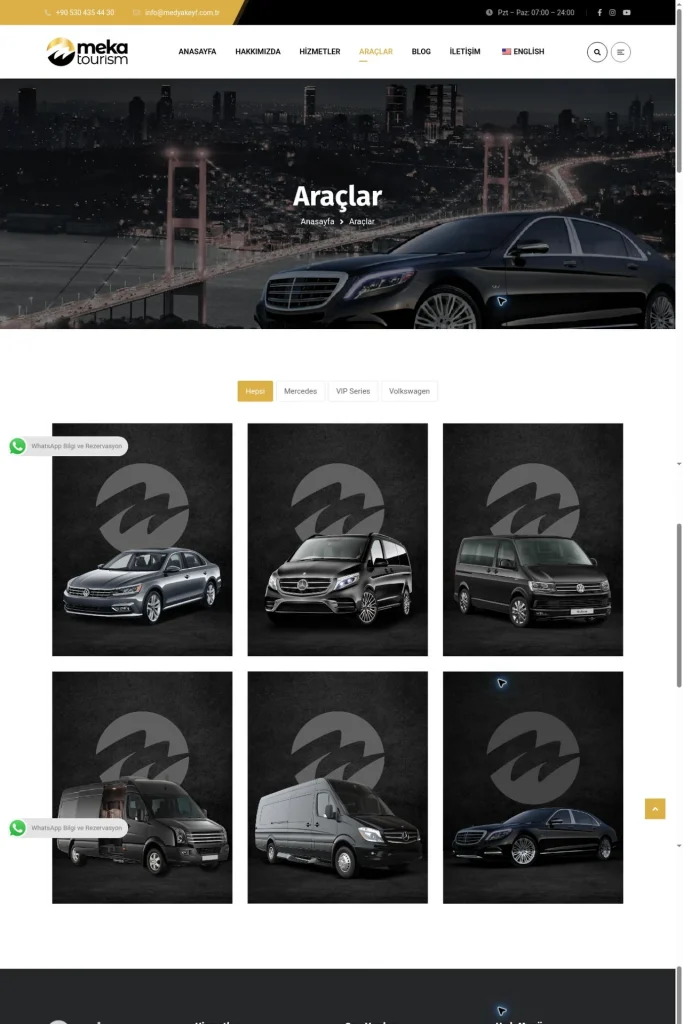 Meka Tourism Web Sitesi tasarım detayı