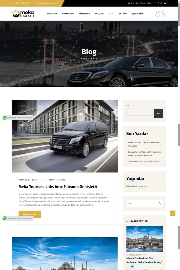 Meka Tourism Web Sitesi tasarım detayı