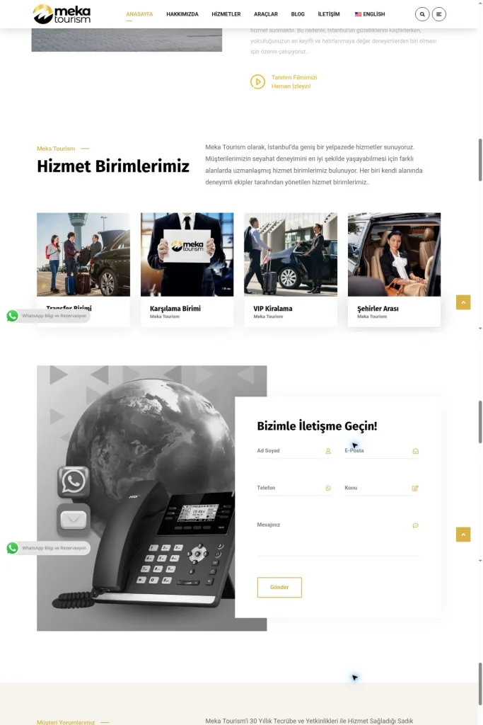 Meka Tourism Web Sitesi tasarım detayı