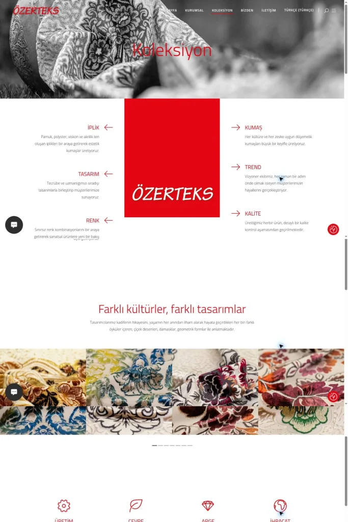 Özerteks Kurumsal Web Sitesi ve Koleksiyon Tanıtımı tasarım detayı