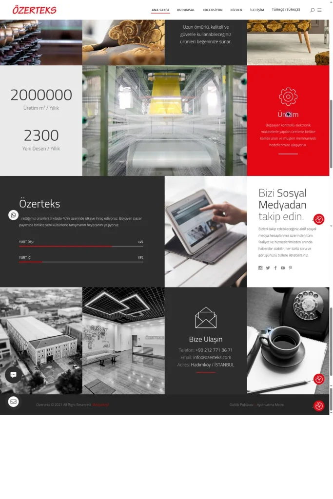 Özerteks Kurumsal Web Sitesi ve Koleksiyon Tanıtımı tasarım detayı
