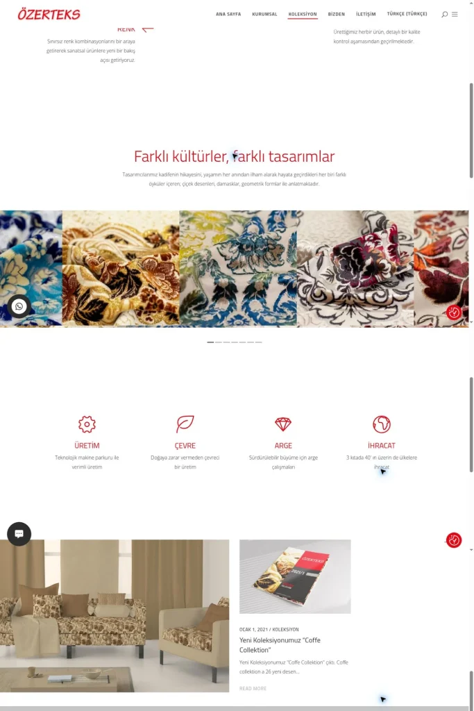 Özerteks Kurumsal Web Sitesi ve Koleksiyon Tanıtımı tasarım detayı