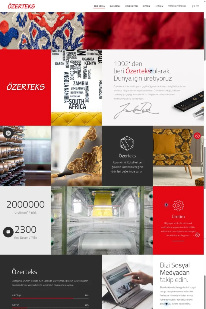 Özerteks Kurumsal Web Sitesi ve Koleksiyon Tanıtımı tasarım detayı