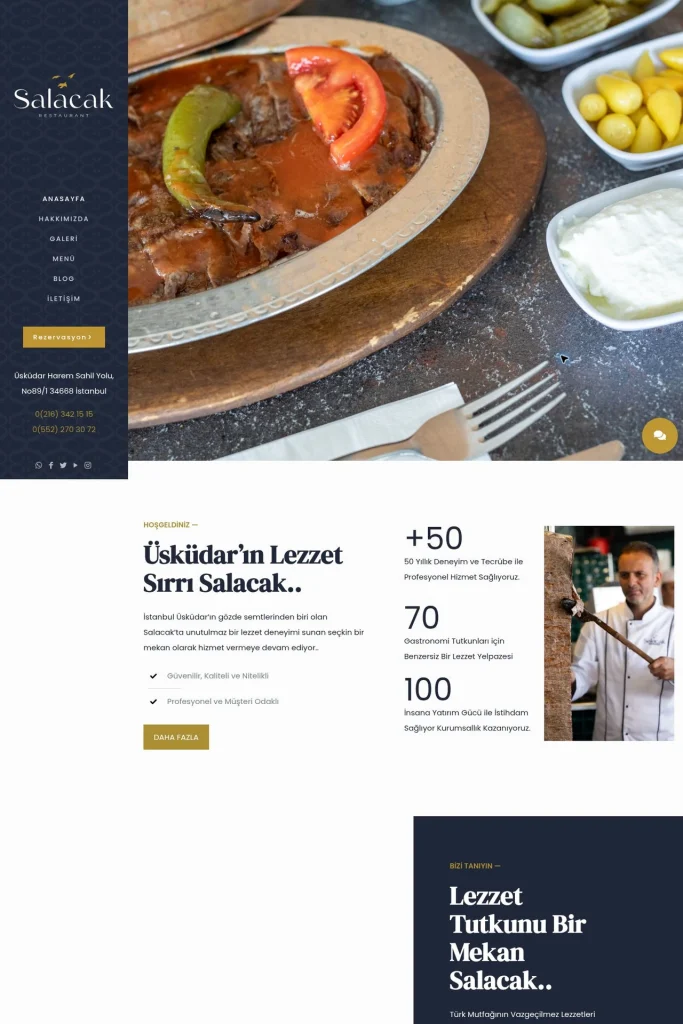 Salacak Restaurant Web Sitesi ve Menü Tanıtımı tasarım detayı
