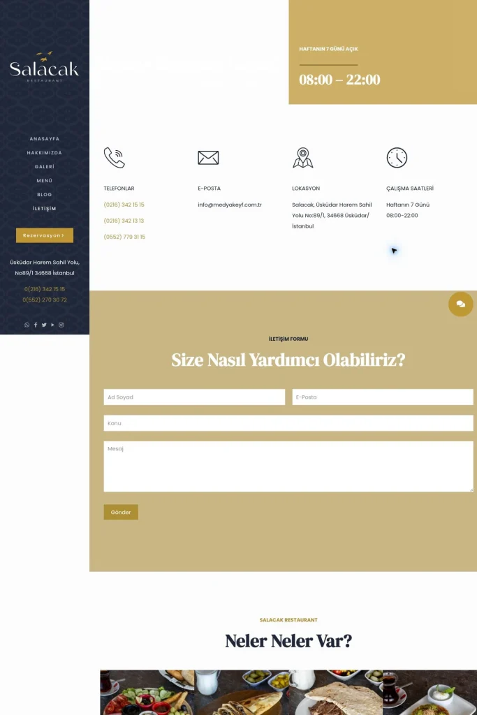 Salacak Restaurant Web Sitesi ve Menü Tanıtımı tasarım detayı
