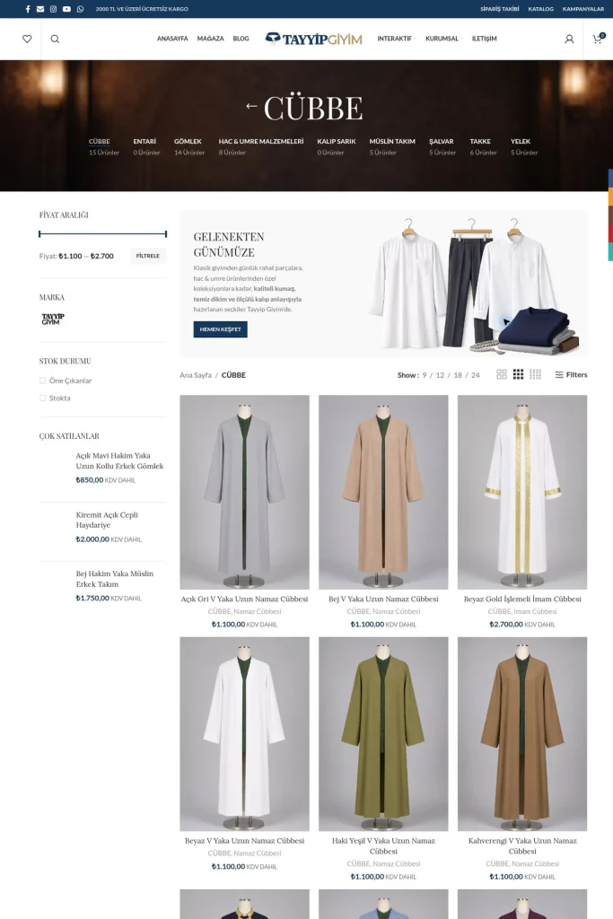 Tayyip Giyim Web Sitesi ve E-Ticaret Altyapısı tasarım detayı
