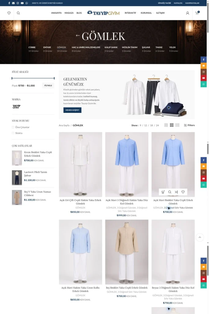 Tayyip Giyim Web Sitesi ve E-Ticaret Altyapısı tasarım detayı