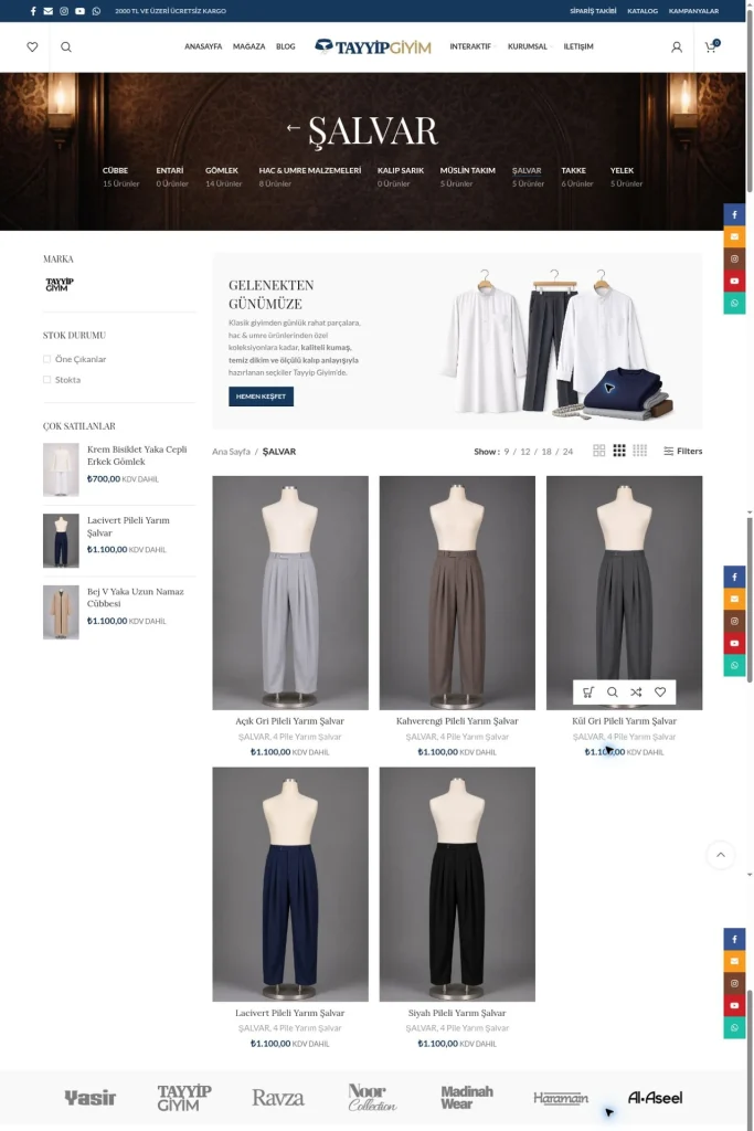 Tayyip Giyim Web Sitesi ve E-Ticaret Altyapısı tasarım detayı