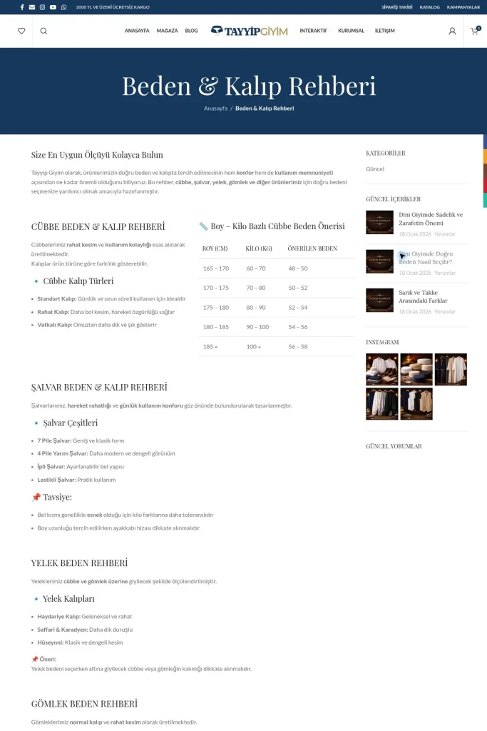 Tayyip Giyim Web Sitesi ve E-Ticaret Altyapısı tasarım detayı
